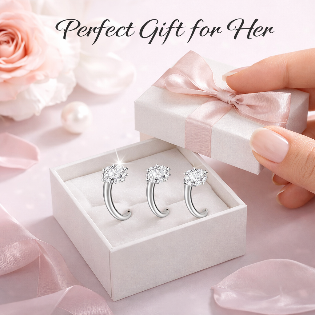Open Hoop Double Stone Nose Ring