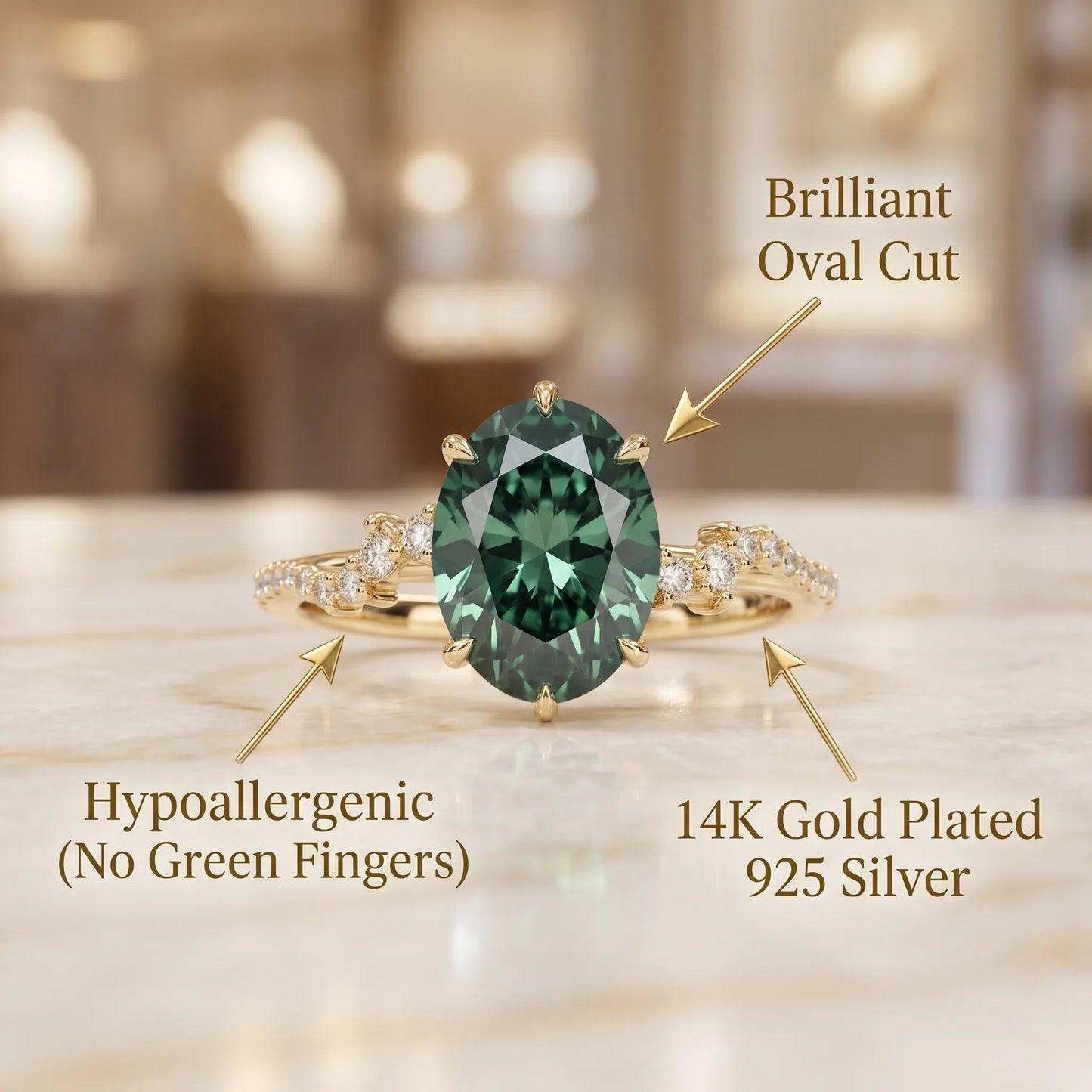 Vintage Oval Peridot Green Ring