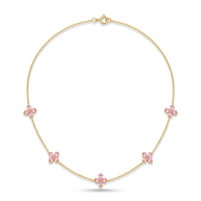 Pink Flower Charm Chain Necklace