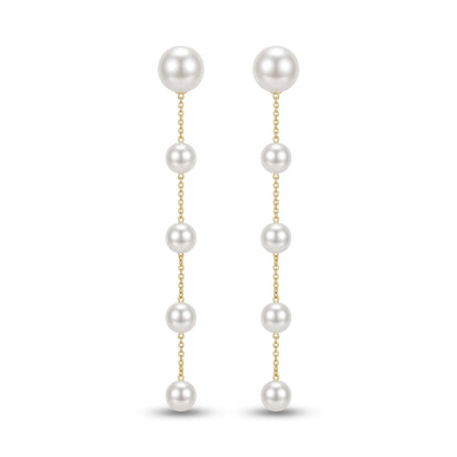 Gold Chain Pearl Drop Earrings