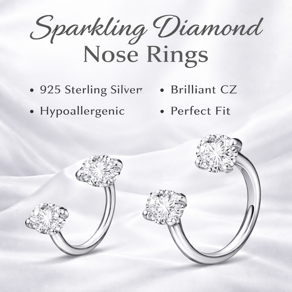 Open Hoop Double Stone Nose Ring