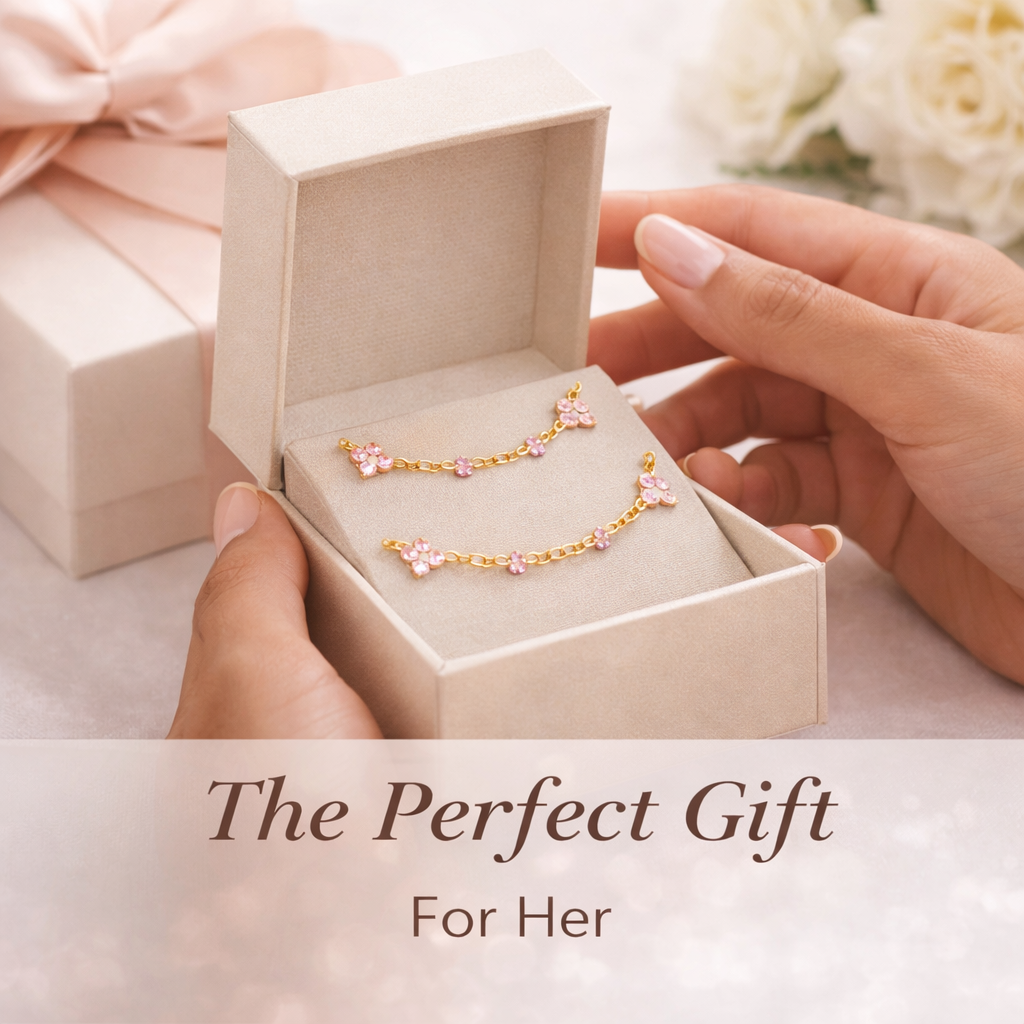 Gold Pink Floral Charm Anklet