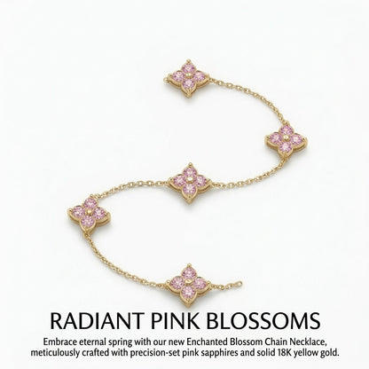 Gold Pink Floral Charm Bracelet