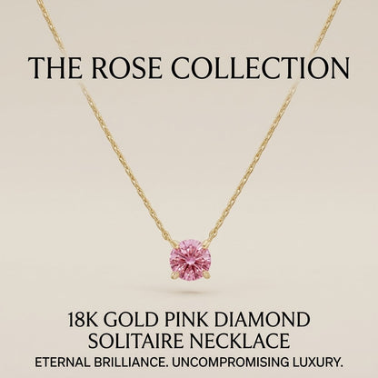 Gold Pink Solitaire Pendant Necklace