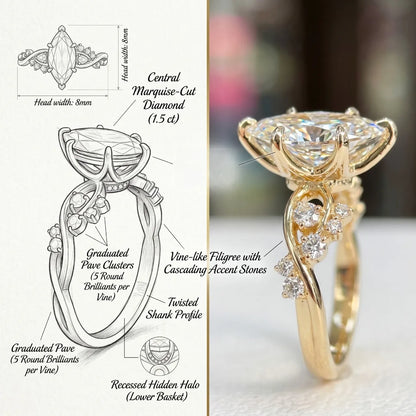 Romantic Marquise-Cut Diamond Ring