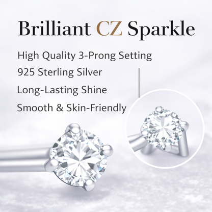 Sterling Silver Nose Stud Set with Clear Stone