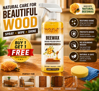 Beewax Wood Polish Spray (Restore Shine Protect Furniture)