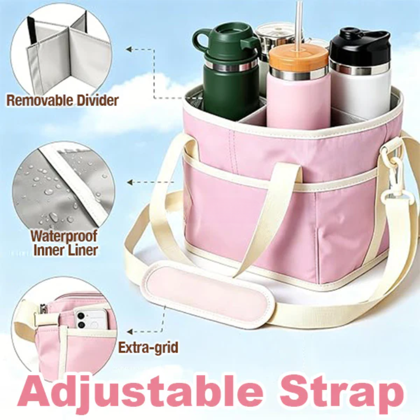 4-grid Insulated Drink Bottle Carrier Bag