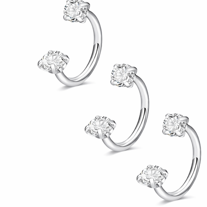 Open Hoop Double Stone Nose Ring