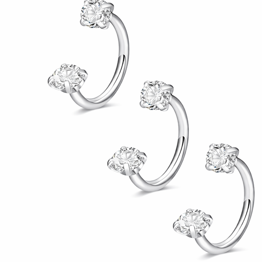 Open Hoop Double Stone Nose Ring