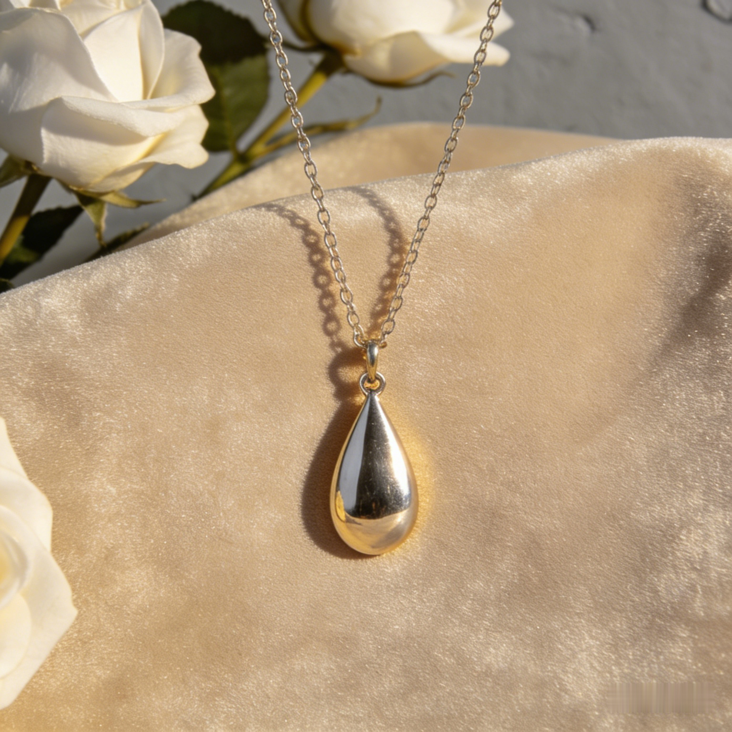 ☯️ "Two-Tone Teardrop Pendant Necklace" – Split Design | Silver & Gold Plated | Modern & Balanced Style 🤍