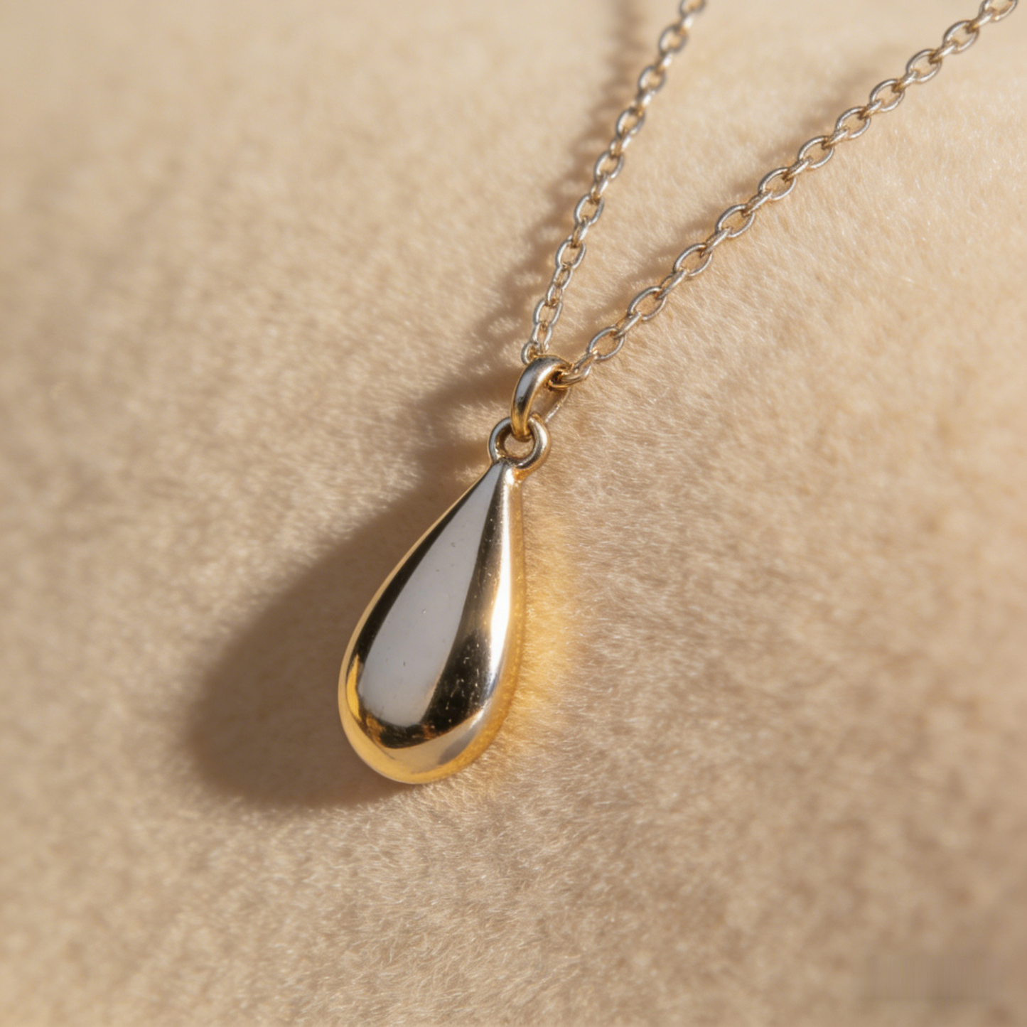 ☯️ "Two-Tone Teardrop Pendant Necklace" – Split Design | Silver & Gold Plated | Modern & Balanced Style 🤍