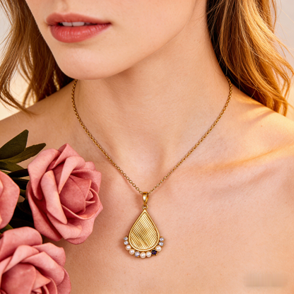 🍂 "Textured Gold Teardrop & Pearls" – Engraved Detailing | Cultured Pearls & Stone Clustered Accent | Boho Chic 🌾