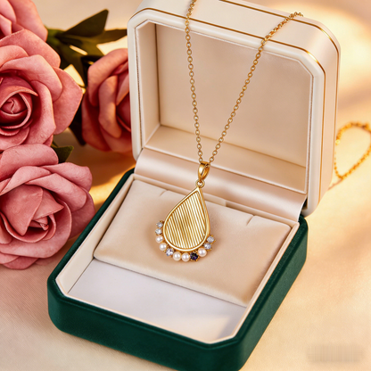 🍂 "Textured Gold Teardrop & Pearls" – Engraved Detailing | Cultured Pearls & Stone Clustered Accent | Boho Chic 🌾