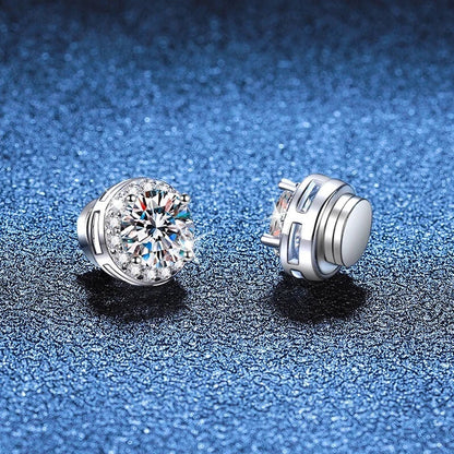 Sparkling Round Diamond Stud Magnetic Earrings