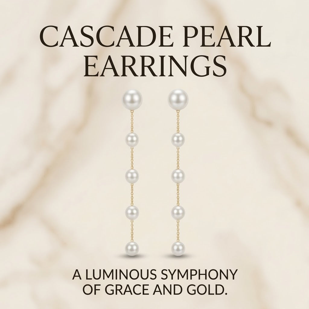 Gold Chain Pearl Drop Earrings