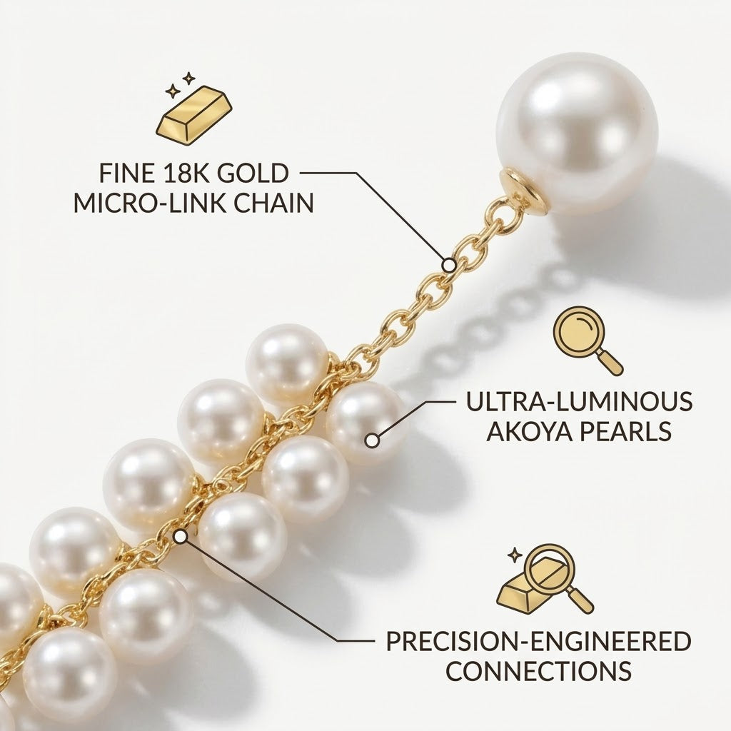 Gold Chain Pearl Drop Earrings